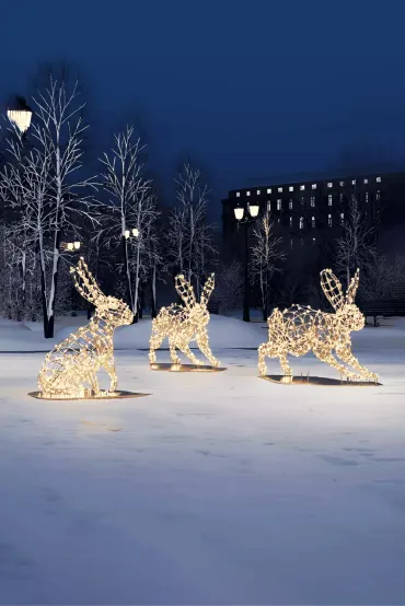 Светодиодная фигура Семья зайцев объёмная